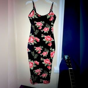 Slim dress with slit on the side, midi length hits my shins